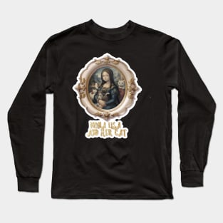 Mona Lisa and her cat Long Sleeve T-Shirt